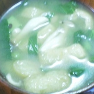 小松菜と油揚げしめじの味噌汁